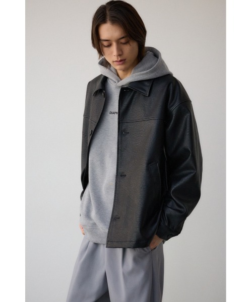 AZUL by moussy(アズールバイマウジー)の「フェイクレザーコーチジャケット(ブルゾン・メンズ・ブラック/ライトグリーン/ライトグレー・MEDIUM/LARGE)」の1枚目の写真