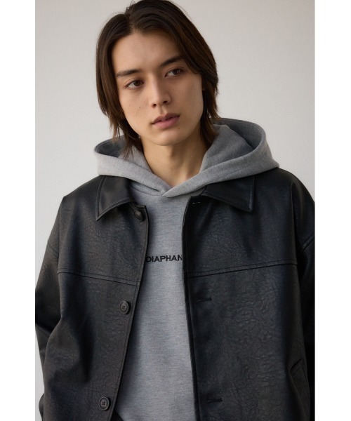 AZUL by moussy(アズールバイマウジー)の「フェイクレザーコーチジャケット(ブルゾン・メンズ・ブラック/ライトグリーン/ライトグレー・MEDIUM/LARGE)」の4枚目の写真