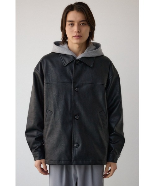 AZUL by moussy(アズールバイマウジー)の「フェイクレザーコーチジャケット(ブルゾン・メンズ・ブラック/ライトグリーン/ライトグレー・MEDIUM/LARGE)」の6枚目の写真