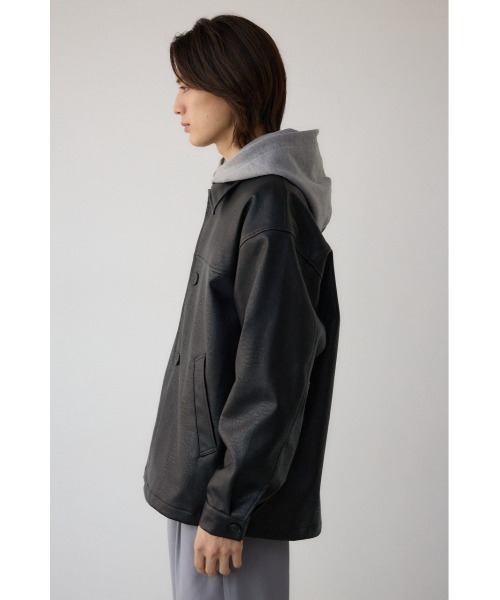 AZUL by moussy(アズールバイマウジー)の「フェイクレザーコーチジャケット(ブルゾン・メンズ・ブラック/ライトグリーン/ライトグレー・MEDIUM/LARGE)」の7枚目の写真