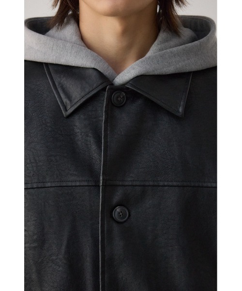 AZUL by moussy(アズールバイマウジー)の「フェイクレザーコーチジャケット(ブルゾン・メンズ・ブラック/ライトグリーン/ライトグレー・MEDIUM/LARGE)」の9枚目の写真