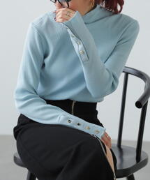 FREE'S MART | [MFM]袖金ボタンリブタートルニット(ニット/セーター)