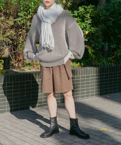 KBF（ケイビーエフ）の「ビッグフリンジマフラー（マフラー・レディース・ブラック/アイボリー/レッド・ONE）」の10枚目の写真