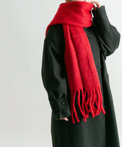 KBF（ケイビーエフ）の「ビッグフリンジマフラー（マフラー・レディース・ブラック/アイボリー/レッド・ONE）」の15枚目の写真