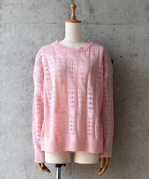 meJane（ミージェーン）の「モヘアライク 透かし編みニットプルオーバー（ニット/セーター・レディース・ホワイト/ピンク・FREE）」の13枚目の写真