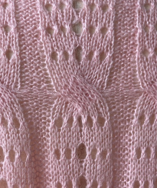 meJane（ミージェーン）の「モヘアライク 透かし編みニットプルオーバー（ニット/セーター・レディース・ホワイト/ピンク・FREE）」の4枚目の写真