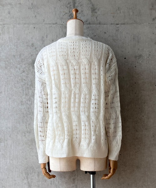 meJane（ミージェーン）の「モヘアライク 透かし編みニットプルオーバー（ニット/セーター・レディース・ホワイト/ピンク・FREE）」の7枚目の写真