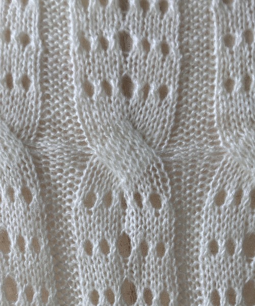 meJane（ミージェーン）の「モヘアライク 透かし編みニットプルオーバー（ニット/セーター・レディース・ホワイト/ピンク・FREE）」の3枚目の写真