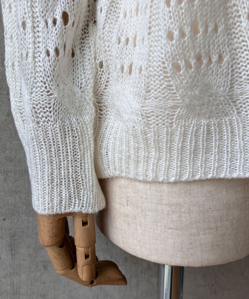 meJane（ミージェーン）の「モヘアライク 透かし編みニットプルオーバー（ニット/セーター・レディース・ホワイト/ピンク・FREE）」の9枚目の写真