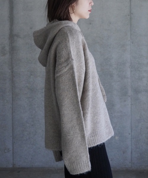 gina tricot(ジーナトリコ)の「Knitted hoodie(パーカー・レディース・ライトグレー/ベージュ・M/S)」の8枚目の写真