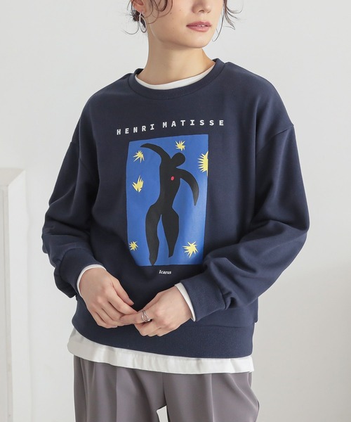 n'OrLABEL（ノアールレーベル）の「『絵画プリントスウェット』（スウェット・レディース・チャコール/ネイビー/杢グレー・2/1）」の4枚目の写真