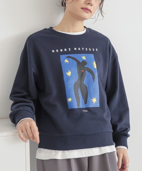 n'OrLABEL（ノアールレーベル）の「『絵画プリントスウェット』（スウェット・レディース・チャコール/ネイビー/杢グレー・2/1）」の5枚目の写真