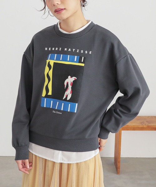 n'OrLABEL（ノアールレーベル）の「『絵画プリントスウェット』（スウェット・レディース・チャコール/ネイビー/杢グレー・2/1）」の8枚目の写真