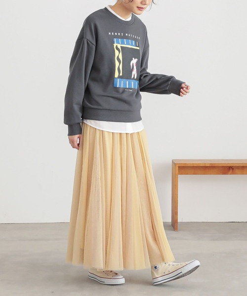 n'OrLABEL（ノアールレーベル）の「『絵画プリントスウェット』（スウェット・レディース・チャコール/ネイビー/杢グレー・2/1）」の11枚目の写真