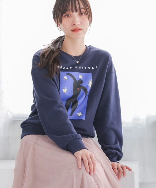 n'OrLABEL（ノアールレーベル）の「『絵画プリントスウェット』（スウェット・レディース・チャコール/ネイビー/杢グレー・2/1）」の4枚目の写真