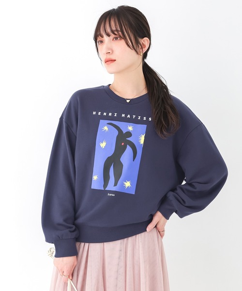 n'OrLABEL（ノアールレーベル）の「『絵画プリントスウェット』（スウェット・レディース・チャコール/ネイビー/杢グレー・2/1）」の5枚目の写真
