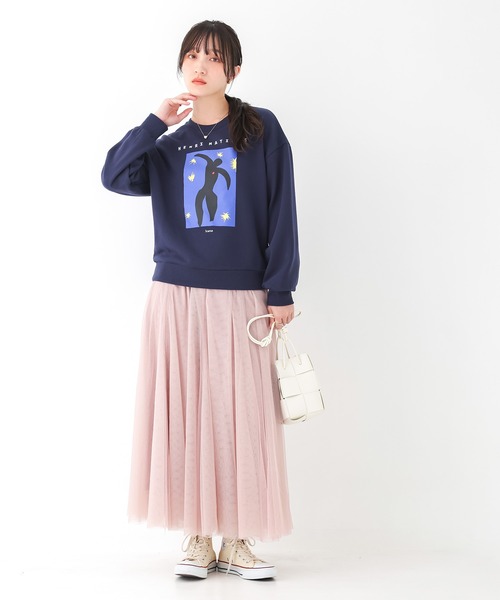 n'OrLABEL（ノアールレーベル）の「『絵画プリントスウェット』（スウェット・レディース・チャコール/ネイビー/杢グレー・2/1）」の6枚目の写真