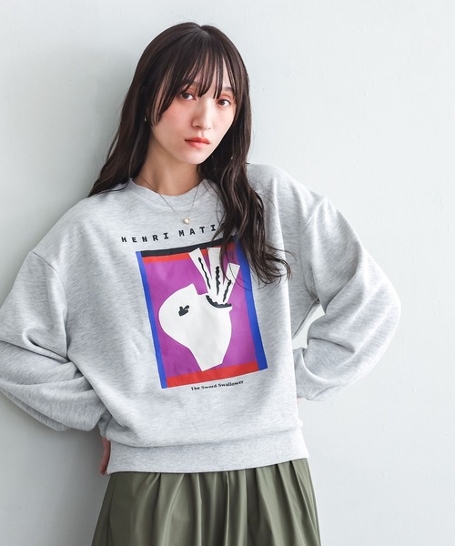 n'OrLABEL（ノアールレーベル）の「『絵画プリントスウェット』（スウェット・レディース・チャコール/ネイビー/杢グレー・2/1）」の12枚目の写真