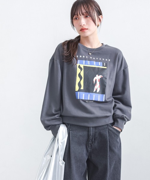 n'OrLABEL（ノアールレーベル）の「『絵画プリントスウェット』（スウェット・レディース・チャコール/ネイビー/杢グレー・2/1）」の10枚目の写真