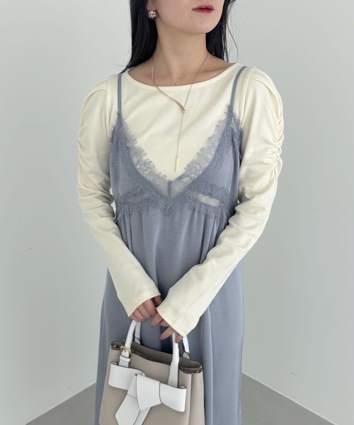 mysty woman（ミスティウーマン）の「ランジェリーキャミワンピース  307175（ワンピース・レディース・オフホワイト/ブルーグレー/チャコールグレー・FREE）」の22枚目の写真