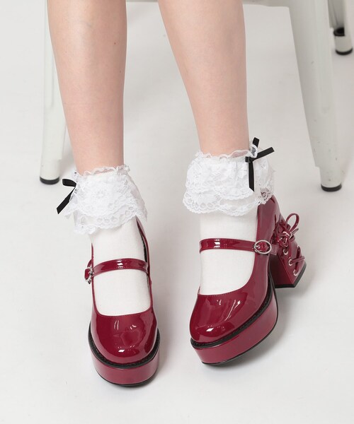 cs T&P（シーエスティーアンドピー）の「厚底ヒールレースアップパンプス（パンプス・レディース・ブラック系1/レッド系3/ホワイト系2・LL/L/M/S）」の22枚目の写真