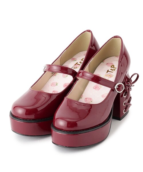 cs T&P（シーエスティーアンドピー）の「厚底ヒールレースアップパンプス（パンプス・レディース・ブラック系1/レッド系3/ホワイト系2・LL/L/M/S）」の4枚目の写真