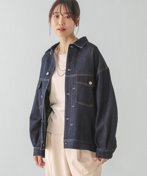 GLOBAL WORK　GOODデニムやわらかジャケット　ネイビー【新品】 GLOBAL WORK デニムジャケット gジャン GOODデニムやわらか
