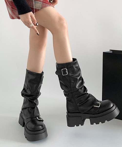 Miniministore(ミニミニストア)の「ショートブーツ 厚底カバーミドルブーツ(ブーツ・レディース・ブラウン/ブラック・23.0cm/22.5cm/24.5cm/23.5cm/24.0cm)」の5枚目の写真