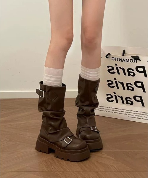 Miniministore(ミニミニストア)の「ショートブーツ 厚底カバーミドルブーツ(ブーツ・レディース・ブラウン/ブラック・23.0cm/22.5cm/24.5cm/23.5cm/24.0cm)」の10枚目の写真