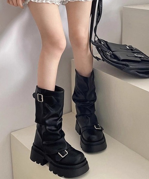 Miniministore(ミニミニストア)の「ショートブーツ 厚底カバーミドルブーツ(ブーツ・レディース・ブラウン/ブラック・23.0cm/22.5cm/24.5cm/23.5cm/24.0cm)」の15枚目の写真