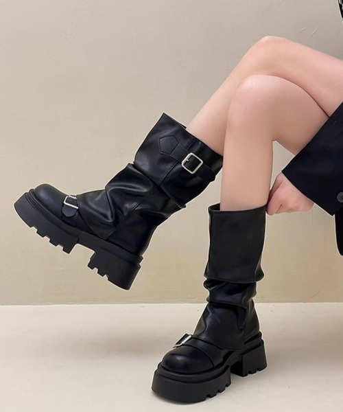 Miniministore(ミニミニストア)の「ショートブーツ 厚底カバーミドルブーツ(ブーツ・レディース・ブラウン/ブラック・23.0cm/22.5cm/24.5cm/23.5cm/24.0cm)」の16枚目の写真