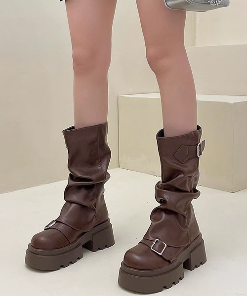 Miniministore(ミニミニストア)の「ショートブーツ 厚底カバーミドルブーツ(ブーツ・レディース・ブラウン/ブラック・23.0cm/22.5cm/24.5cm/23.5cm/24.0cm)」の19枚目の写真
