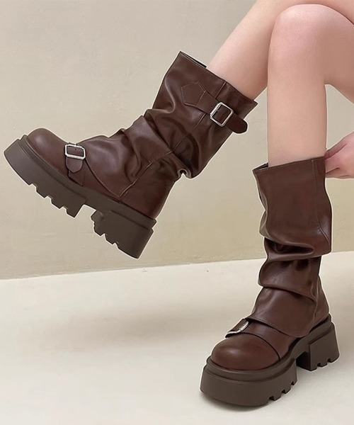 Miniministore(ミニミニストア)の「ショートブーツ 厚底カバーミドルブーツ(ブーツ・レディース・ブラウン/ブラック・23.0cm/22.5cm/24.5cm/23.5cm/24.0cm)」の20枚目の写真