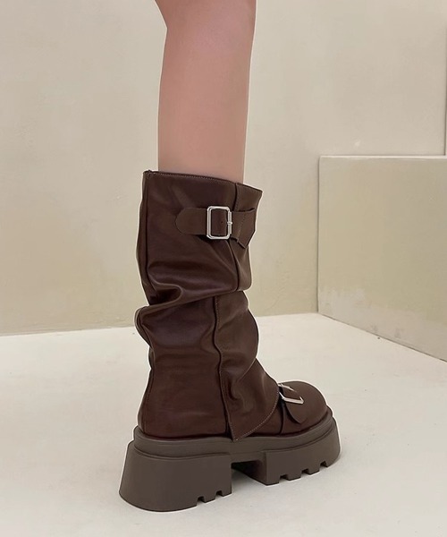 Miniministore(ミニミニストア)の「ショートブーツ 厚底カバーミドルブーツ(ブーツ・レディース・ブラウン/ブラック・23.0cm/22.5cm/24.5cm/23.5cm/24.0cm)」の21枚目の写真