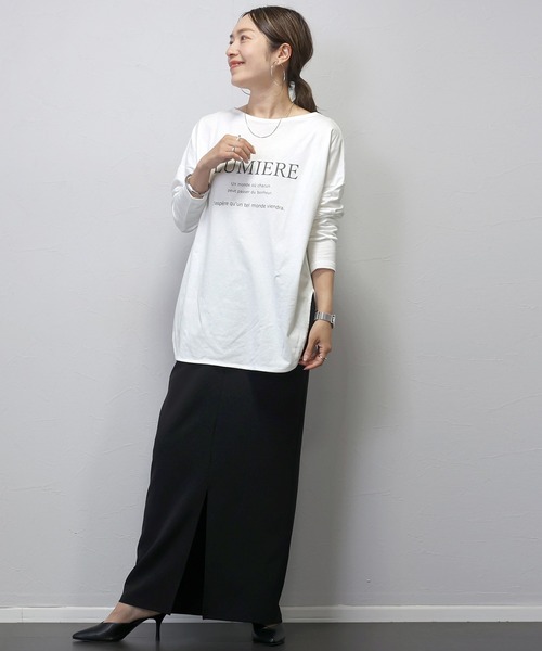 Aletta vita(アレッタビータ)の「ラウンドヘム長袖2WAYロゴカットソー(Tシャツ/カットソー・レディース・オフホワイト/ベージュ・FREE)」の8枚目の写真