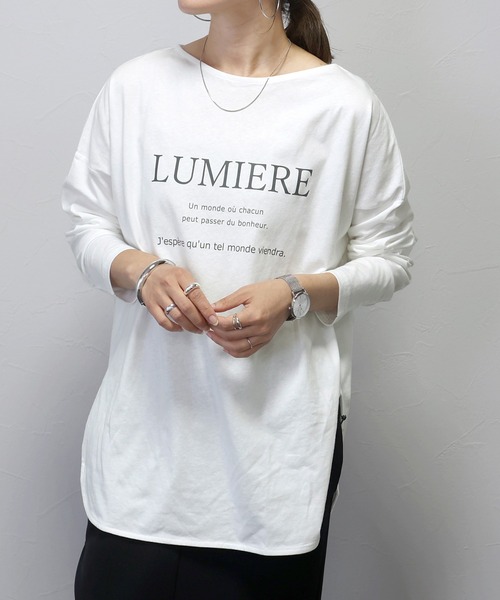 Aletta vita(アレッタビータ)の「ラウンドヘム長袖2WAYロゴカットソー(Tシャツ/カットソー・レディース・オフホワイト/ベージュ・FREE)」の13枚目の写真