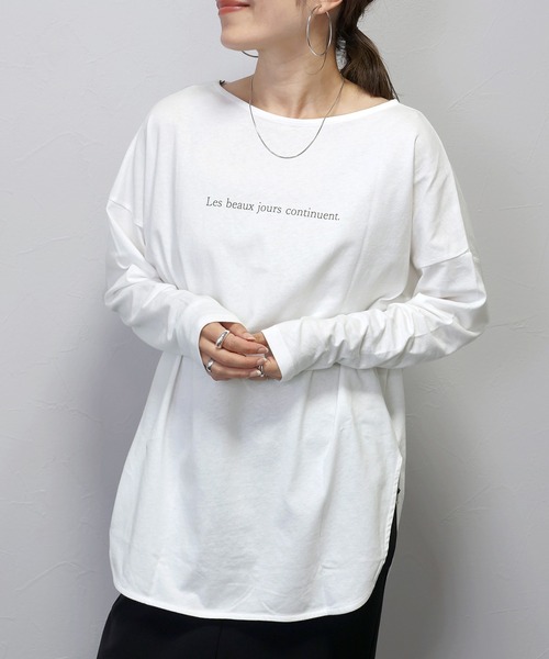 Aletta vita(アレッタビータ)の「ラウンドヘム長袖2WAYロゴカットソー(Tシャツ/カットソー・レディース・オフホワイト/ベージュ・FREE)」の14枚目の写真