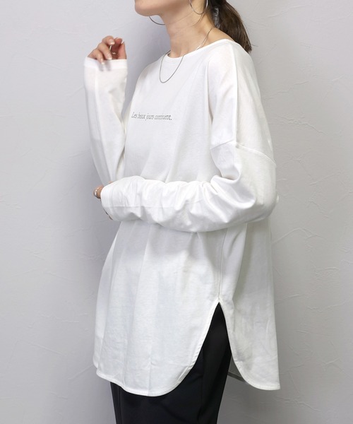 Aletta vita(アレッタビータ)の「ラウンドヘム長袖2WAYロゴカットソー(Tシャツ/カットソー・レディース・オフホワイト/ベージュ・FREE)」の15枚目の写真