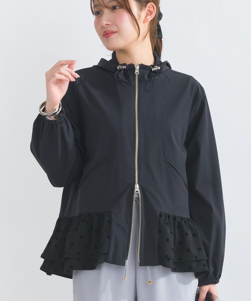 PICCIN PERLA（ピッチンペルラ）の「裾ドットフリル テフロン加工パーカー（パーカー・レディース・ブラック・M）」の3枚目の写真