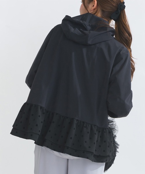 PICCIN PERLA（ピッチンペルラ）の「裾ドットフリル テフロン加工パーカー（パーカー・レディース・ブラック・M）」の5枚目の写真