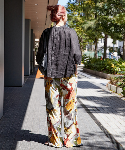 B.C STOCK(ベーセーストック)の「《追加3》手洗い可 / フレンチリネン2wayブラウス(シャツ/ブラウス・レディース・ホワイト/ブラック/ブラックミックス/カーキ/ピンク/グリーン・FREE)」の9枚目の写真