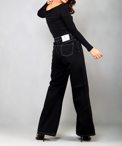 London Denim（ロンドンデニム）の「London Denim (Chelsea) Ultra Flare cut / ウルトラ ワイド ブーツカット フレア－ バギーパンツ（デニムパンツ・レディース・グレー系その他/ブラック・LL/S/M/L）」の4枚目の写真