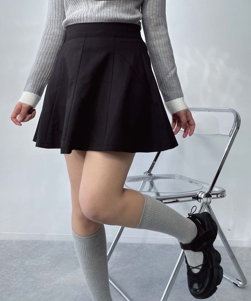 AS KNOW AS plus（アズノゥアズプラス）の「●スタイルアップ フレアミニスカート インナーパンツ 裏地付き（スカート・レディース・チャコールグレー/ブラック/ベージュ・FREE）」の2枚目の写真