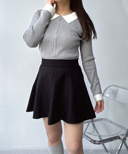 AS KNOW AS plus（アズノゥアズプラス）の「●スタイルアップ フレアミニスカート インナーパンツ 裏地付き（スカート・レディース・チャコールグレー/ブラック/ベージュ・FREE）」の5枚目の写真