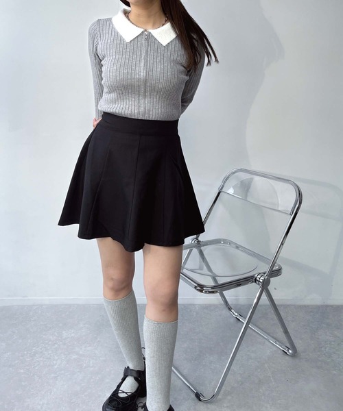 AS KNOW AS plus（アズノゥアズプラス）の「●スタイルアップ フレアミニスカート インナーパンツ 裏地付き（スカート・レディース・チャコールグレー/ブラック/ベージュ・FREE）」の6枚目の写真