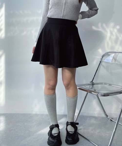 AS KNOW AS plus（アズノゥアズプラス）の「●スタイルアップ フレアミニスカート インナーパンツ 裏地付き（スカート・レディース・チャコールグレー/ブラック/ベージュ・FREE）」の7枚目の写真