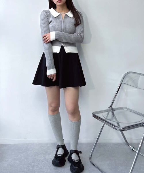 AS KNOW AS plus（アズノゥアズプラス）の「●スタイルアップ フレアミニスカート インナーパンツ 裏地付き（スカート・レディース・チャコールグレー/ブラック/ベージュ・FREE）」の9枚目の写真