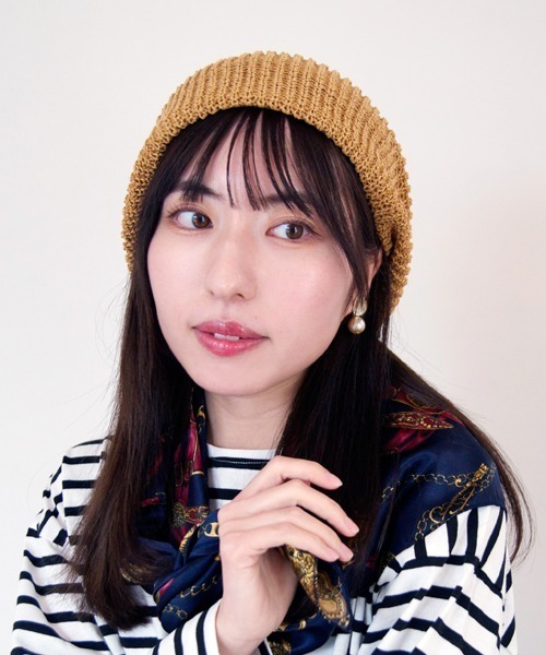 polcadot（ポルカドット）の「PAPER YARN BERET/軽くてシンプル編みベレー帽（ハンチング/ベレー帽・レディース・ブラック/パープル/グレイッシュベージュ/キャメル・FREE）」の18枚目の写真