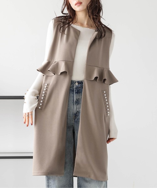 La-gemme（ラジェム）の「ウエストフリル パールポケットジレ（ベスト・レディース・ネイビー/モカ/ブラック・フリー）」の3枚目の写真