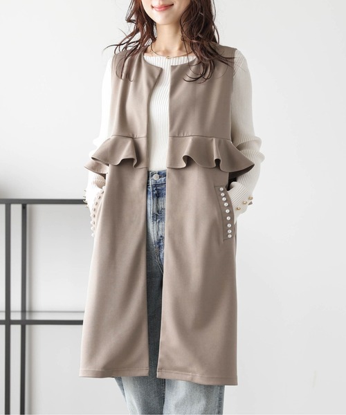 La-gemme（ラジェム）の「ウエストフリル パールポケットジレ（ベスト・レディース・ネイビー/モカ/ブラック・フリー）」の21枚目の写真